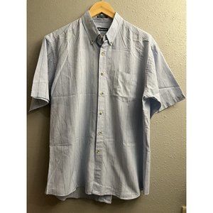 Wentworth Mens Button Down Shirt XL Blue White Plaid Short Sleeve Preowned